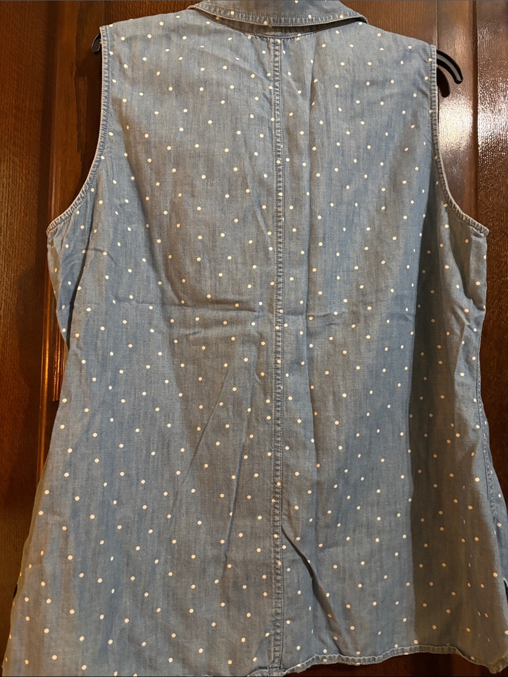 Talbots Light Blue Polka Dot Sleeveless Chambray Top - Picture 5 of 8
